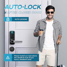 Load image into Gallery viewer, Smart Door Lock, OLUMAT Keyless Entry Door Lock Fingerprint Door Lock with Keypad Digital Door Lock with Handle for Home, Rental, Garage, Office and Hotel
