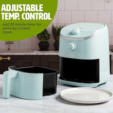 Load image into Gallery viewer, Tasty Personal Air Fryer, Healthier Meals in Minutes, Adjustable Temp Control up to 400°F, Easy-to-Use Design, Nonstick Basket and Tray Made without PFAS, PFOA, PFOS &amp; PTFE, 900 Watts, 2-Quart, Aqua
