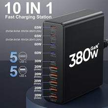 Load image into Gallery viewer, 380W USB C Charger,10-Port USB C Charging Station GaN III Fast Charging Station Hub Laptop Adapter for MacBook Pro/Air,iPad,iPhone,Dell XPS,Samsung Galaxy (Black)
