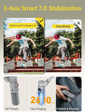 Load image into Gallery viewer, 3-axis Phone Gimbal Stabilizer for Video Recording,Smartphone Gimbal for iPhone Android w/AI Tracking,1/4 Thread,RGB Magnetic Light,Handheld Gimbal for Selfie, TikTok,YouTube-Smart X Kit Grey
