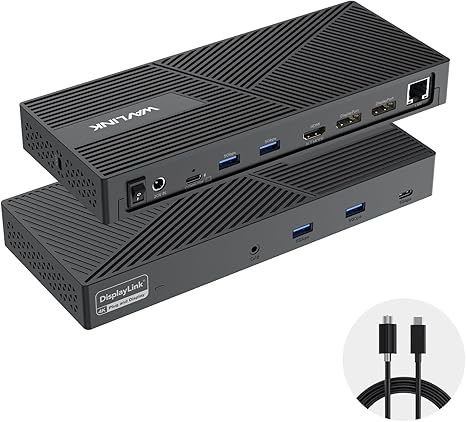 WAVLINK Docking Station 3 Monitors 4K@60Hz with Dual Displayport, HDMI, 130W Power Delivery, 5Gbps USB C, 4 USB A, RJ45, Audio, Compatible with MacBook M1/M2/M3, Windows, Thunderbolt