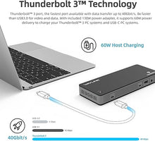 Load image into Gallery viewer, WAVLINK 11-in-1 Thunderbolt 3 Docking Station 60W Host Charging, Dual Display 4K@60Hz Single 8K with 2 Displayport or HDMI, USB3.1, USB3.0, Ethernet, Audio Mic for MacBook and Windows
