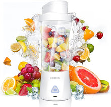 Load image into Gallery viewer, 360W Rechargeable Portable Blender for Shakes and Smoothies, 22OZ Mini Personal Blender with 6 Blades 6000mAh battery on the go, Strong Cutting Bender Bottle Electric Cup for Home, Kitchen, Gym White
