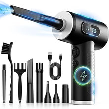 Load image into Gallery viewer, Compressed Air Duster-3 Gear Adjustable 100000RPM Electric Air Duster with LED Light, Rechargeable Cordless Air Blower for Keyboard Electric Devices Cleaning. Replaces Compressed Air Cans (Black)
