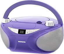 Load image into Gallery viewer, Magnavox MD6949 Portable Top Loading CD Boombox with AM/FM Stereo Radio and Bluetooth Wireless Technology in Black | CD-R/CD-RW Compatible | LED Display | (Purple)
