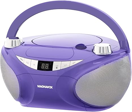 Magnavox MD6949 Portable Top Loading CD Boombox with AM/FM Stereo Radio and Bluetooth Wireless Technology in Black | CD-R/CD-RW Compatible | LED Display | (Purple)