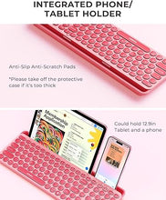 Load image into Gallery viewer, seenda Bluetooth Keyboard and Mouse for iPad, Multi-Device Bluetooth + 2.4G Wireless Round Key Cute Keyboard Mouse with Tablet Holder for MacBook/Windows Computer, iOS/Andriod Tablet Phone Coral Pink
