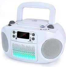 Load image into Gallery viewer, hPlay GC09 Kids Boombox, Top Loading CD Player, Bluetooth connectivity for Smartphones, Effortless AUX, USB, Radio and MP3 connectivity, Sing Along Function (Microphone not Included)- White
