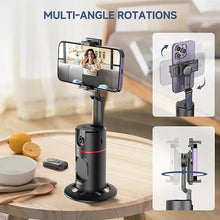 Load image into Gallery viewer, Auto Face Tracking Tripod, No App, Smart Shooting Phone Holder with Remote, 360° Rotation Body Phone Camera Mount Extendable Body Smart Tracking Tripod for Vlog/TIK Tok, Rechargeable Battery (Black)
