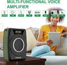 Load image into Gallery viewer, Bluetooth 5.0 Voice Amplifier with Wireless Mic Headset, Waterproof Personal Microphone Wireless Voice Amplifier, 20W Loudly Portable Megaphone PA System for Teachers, Safety Drills, Outdoors Indoors
