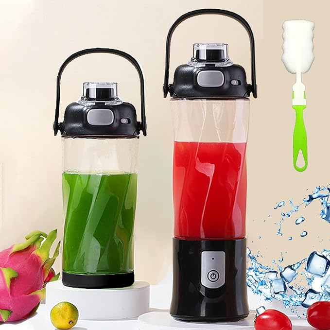 Portable blender 20oz 580ml,Personal blenders for smoothies and crush ice,270W Powerful Portable Mini Blender Cup with Travel Lid and USB Rechargeable for Offic e, Gym, Kitchen (Black)