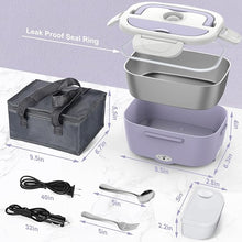 Load image into Gallery viewer, Purple Electric Lunch Box Food Heater, 60W-80W Heated Lunch Box for Woman, 12V 24V 110V Portable Food Warmer Lunchbox for Car Truck Work with Removable 304 SS Container, Christmas Gift
