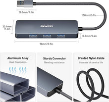 Load image into Gallery viewer, BENFEI USB 3.0 Hub, 4 Ports USB A Splitter Ultra-Slim USB Expander for Mouse, Keyboard, Flash Drive, U Disk, Printer Compatible with Laptop, Desktop PC, Xbox, PS5, and More
