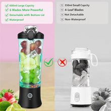 Load image into Gallery viewer, Portable Blender - 20oz Powerful Personal Blender Shakes and Smoothies USB Rechargeable - Efficient Safe On The Go Blender Fruit Juicer Cup Kitchen Gym Baby Food Office Sport Travel (Black)
