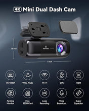 Load image into Gallery viewer, REDTIGER F9 Dash Cam 4K Front and Rear 1080P, WiFi GPS Car Camera with 32GB Card, Dual Dash Camera for Cars, Loop Recording, Night Vision, Parking Mode, Smart App Control, Support 256GB Max
