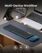 Load image into Gallery viewer, ProtoArc Foldable Keyboard and Mouse, XKM01 Folding Wireless Keyboard Mouse Combo for Business and Travel, 2.4G+Dual Bluetooth Full-Size Portable Keyboard for Laptop iPads Tablets - Blue
