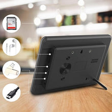Load image into Gallery viewer, Atatat Digital Photo Frame with IPS Screen - Digital Picture Frame with 1080P Video, Music, Photo, Auto Rotate, Slide Show, Remote Control, Calendar, Time, Support USB and SD Card (7 Inch Black)
