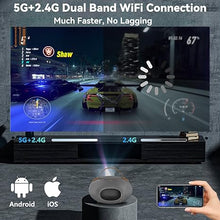 Load image into Gallery viewer, 5G WiFi Bluetooth Mini Projector, Visulapex V2 1080P HD 10000L Portable Movie Projector for iPhone Outdoor Home Theater, 300&quot; Display, 50% Zoom, Compatible with iOS/Android/PC/TV Stick/HDMI/AV/USB
