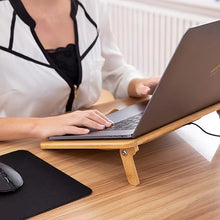 Load image into Gallery viewer, KLIM Bamboo - Laptop Cooling pad - Adjustable Speed - Cooling Stand with Fans and Bamboo Structure, for laptops Between 10” and 15,6” - Extra USB Port
