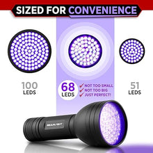 Load image into Gallery viewer, GearLight UV Flashlight with Batteries S68 Black Light - Portable, Handheld, 68 LED Blacklight Flashlights - Ultraviolet Lights for Pet Urine, Hotel Inspection and Bed Bug Detection
