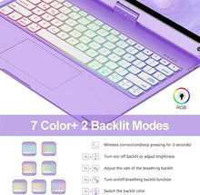 Load image into Gallery viewer, Swivel Wireless Keyboard Case for iPad Pro 12.9 (6th/5th/4th/3rd Gen), Rainbow Backlits &amp; Multi-Touch Trackpad, Magic 360° Rotatable Protective Keyboard Cover with Pencil Holder, Thin &amp; Light - Purple
