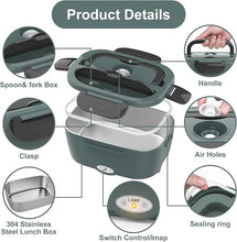 Load image into Gallery viewer, Electric Lunch Box Food Heater, 3 in 1 Ultra Quick Heated Lunch Boxes for Adults, 12V/24V/110V Portable Food Warmer for Car/Truck/Office With Fork Spoon and Insulated Carry Bag
