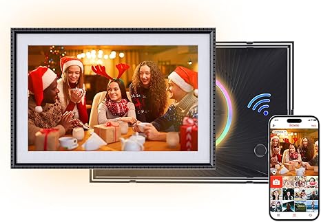 FRAMEO 10.1 inch Digital Photo Frame with LED Light, 32GB WiFi Digital Frame, 1280x800 IPS LCD Touch Screen, Auto-Rotate, Wall Mounted, Easy Setup, Share Photos & Videos Instantly via Frameo App