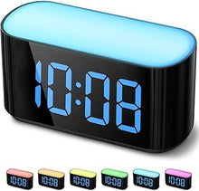 Load image into Gallery viewer, HOUSBAY Digital Alarm Clock for Bedrooms - Large Display Easy to Read Across The Room, 7 Larger Color Night Light, Dual Alarm, Dimmer, True Battery Backup, Adjustable Volume?Blue?
