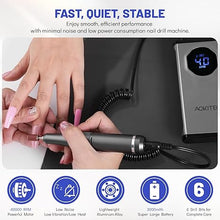 Load image into Gallery viewer, Aokitec Electric Nail Drill - 40000RPM Rechargeable Portable Nail Filer Machine with Nail Drill Bits Sanding Bands for Acrylic/Gel Nails Removal Manicure Pedicure Kit for Salon Home Use
