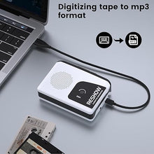 Load image into Gallery viewer, Reshow Portable Walkman Cassette Tape Player with Built-in Speaker and Headphone Jack, USB C Cassette to MP3 Converter, Reverse Recording to Tape, Cassette Tape Recorder, Full Stereo Sound-White
