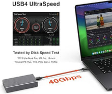 Load image into Gallery viewer, Qwiizlab Fanless 40Gbps USB4 Thunderbolt External SSD Enclosure with Aluminum Heat Sink Chasiss, Supports M.2 NVMe SSD up to 8TB (SSD Not Included)
