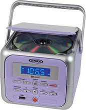 Load image into Gallery viewer, Jensen CD-660 Portable Stereo CD Player Boombox with Bluetooth | FM Radio | USB | Aux-in Headphone Jack | CD-R/RW MP3 Playback | (Lavender Purple)
