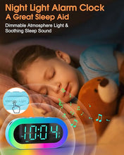 Load image into Gallery viewer, Alarm Clock with Night Light, Small Alarm Clock for Bedside, Alarm Clock with USB Ports, 0-100% Dimmer, Timer, Sleep Aid, Customize Alarm, Loud Alarm Clock for Kids, Ideal Gifts for Teenage Boys Girls
