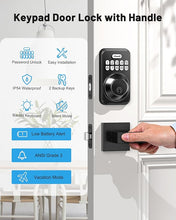 Load image into Gallery viewer, Keyless Entry Door Lock with 2 Lever Handles, Zowill Electronic Keypad Deadbolt, Auto-Locking, Anti-Peeping Password, Digital Smart Code Door Lock, Front Door Handle Sets, Matte Black
