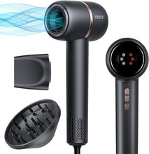 Load image into Gallery viewer, Ionic Hair Dryer, High Speed Hair Dryer,160000RPM Professional Blow Dryer 500 Millions Negative Ionic Care Fast Drying Hair Dryer, Thermo-Control Low Noise with Magnetic Nozzle &amp; Diffuser, Black
