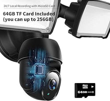 Load image into Gallery viewer, Floodlight Security Camera,Outdoor 360 PTZ Surveillance Camera,355 Pan &amp; 90 Tilt,1080P, 2000 Lumens, Weatherproof, Auto Tracking, Color Night Vision, 90db Siren (Black)
