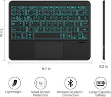 Load image into Gallery viewer, XIWMIX Ultra-Slim Wireless Bluetooth Keyboard with Touchpad - 7 Colors Backlit Universal Rechargeable Keyboard for iPad Pro/iPad Air/iPad 9.7/iPad 10.2/iPad Mini and Other iOS Android Windows Devices
