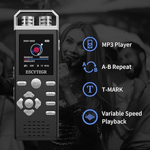 Load image into Gallery viewer, 144GB Digital Voice Activated Recorder 1536KBPS Audio Voice Recorder with Playback Recording Device Dictaphone Sound Tape Recorder with Password Protection for Lectures,Meetings
