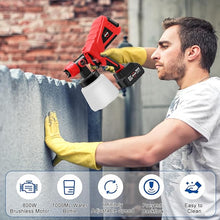 Load image into Gallery viewer, Cordless Paint Sprayer with 2 Batteries, HVLP Electric Paint Gun with 1000ML Container, 5 Copper Nozzles &amp; 3 Spray Patterns
