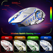 Load image into Gallery viewer, Wireless Gaming Keyboard and Mouse,RGB Backlit Rechargeable Keyboard Mouse with 5000mAh Battery Metal Panel,Removable Hand Rest Mechanical Feel Keyboard and 7 Color Gaming Mute Mouse for PC Gamers
