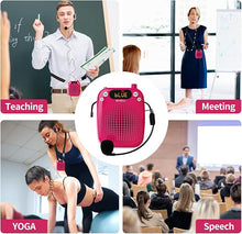 Load image into Gallery viewer, SHIDU Voice Amplifier, 10W Speaker with Microphone Headset Portable Megaphone PA System Support Bluetooth, FM, TF Card, USB Flash Disk for Teachers, Classroom, Tour Guide, Training (Pink)
