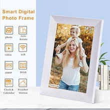 Load image into Gallery viewer, Frameo Digital Picture Frame WiFi -10.1 Inch Digital Photo Frame, 16GB Memory, 1280 * 800 HD Touch Screen, Auto-Rotate, Pictures Videos Instantly, Wedding,Supports SD Card and USB Flash Drive-White
