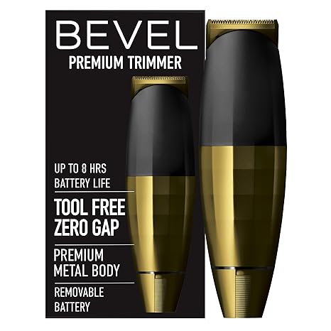 BEVEL Beard Trimmer for Men - Gold Edition Cordless Trimmer, 8 Hour Rechargeable Battery Life, Tool Free Adjustable Zero Gapped Blade, Barber Supplies, Mustache Trimmer