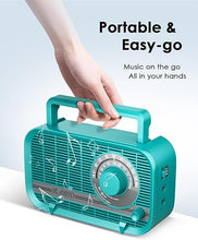 Load image into Gallery viewer, Radio with Bluetooth, Radio Portable AM FM, Plug in Wall and Play, or AA Battery Operated Radios, Best Reception Vintage Retro Radio Built in Clear Speaker Headphone/AUX in Jack Green
