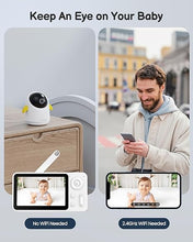 Load image into Gallery viewer, Baby Monitor with Camera and Audio WiFi/No WiFi: Baby Camera Monitor Double Control Night Vision 4.3&#39; Screen 2-Way Talk Temperature &amp; Humidity Sensor Lullabies Motion &amp; Noise Detection(Only 2.4G WiFi)
