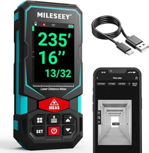 Load image into Gallery viewer, Laser Measurement Tool, MiLESEEY 330Ft Multifunctional Laser Measure with 2.4&quot; Color Backlit Display, Rechargeable Laser Distance Meter with Angle Sensor, m/cm/mm/in/ft+in Measurement Unit
