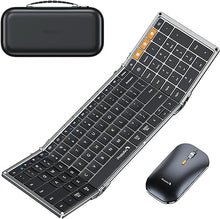 Load image into Gallery viewer, ProtoArc Foldable Keyboard and Mouse, XKM01 Folding Bluetooth Keyboard Mouse Combo for Business and Travel, 2.4G+Dual Bluetooth Full-Size Portable Keyboard for Laptop iPads Tablets - Black Gray
