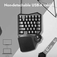 Load image into Gallery viewer, X0 One Handed Gaming Keyboard, 35 Keys North-Facing Red Backlit Wired QMK Keypad, Silicone Palm Rest, Shine-Through Double-Shot Keycaps with Linear Red Mechanical Switch for Windows/Linux
