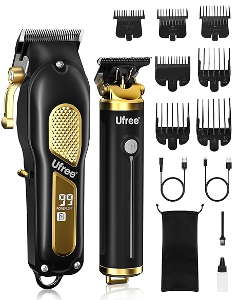 Ufree Hair Clippers for Men, Professional Clippers and Trimmers Set, Cordless Clippers for Hair Cutting, Beard Trimmer, Barber Clippers, Rechargeable Electric Shaver, Gifts for Men