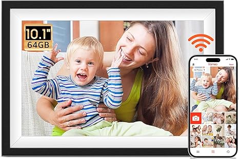 Frameo 10.1 Inch Digital Picture Frame with 1280 x 800 HD IPS Touch Screen, 64GB Large Storage and 2GB RAM WiFi Digital Photo Frame, Easy Setup, Share Moments Remotely via Frameo, Christmas Gi-ft